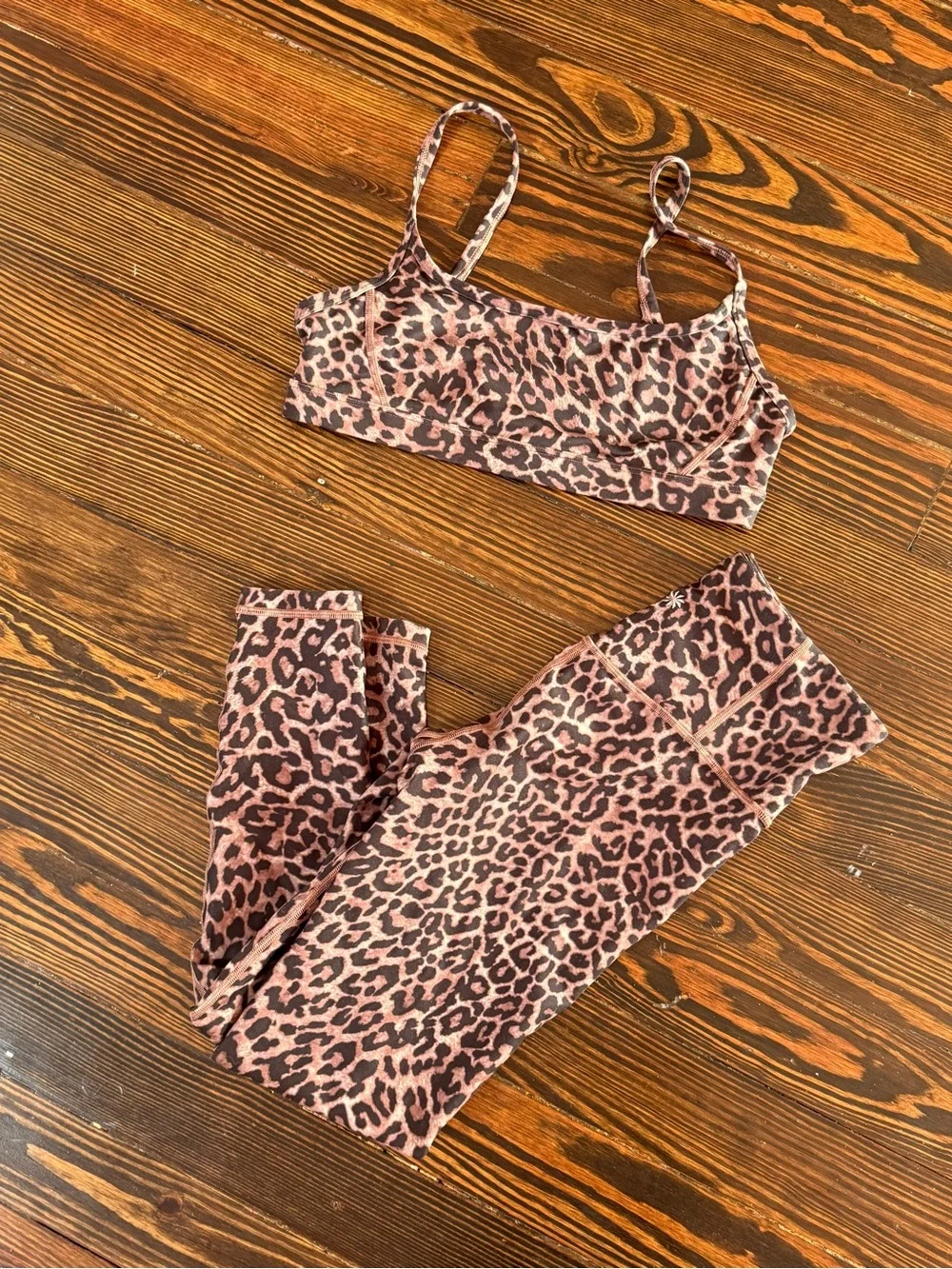 Athleta Leopard Elation Leggings and Bra